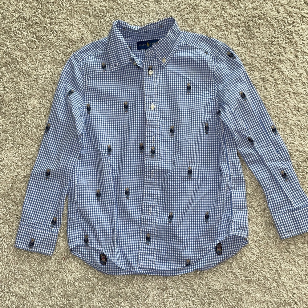 Ralph Lauren Polo, Boys size 6 , Bear themed button down, Great Condition